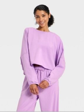 JoyLab Women's Washed Jersey Long Sleeve Top Purple